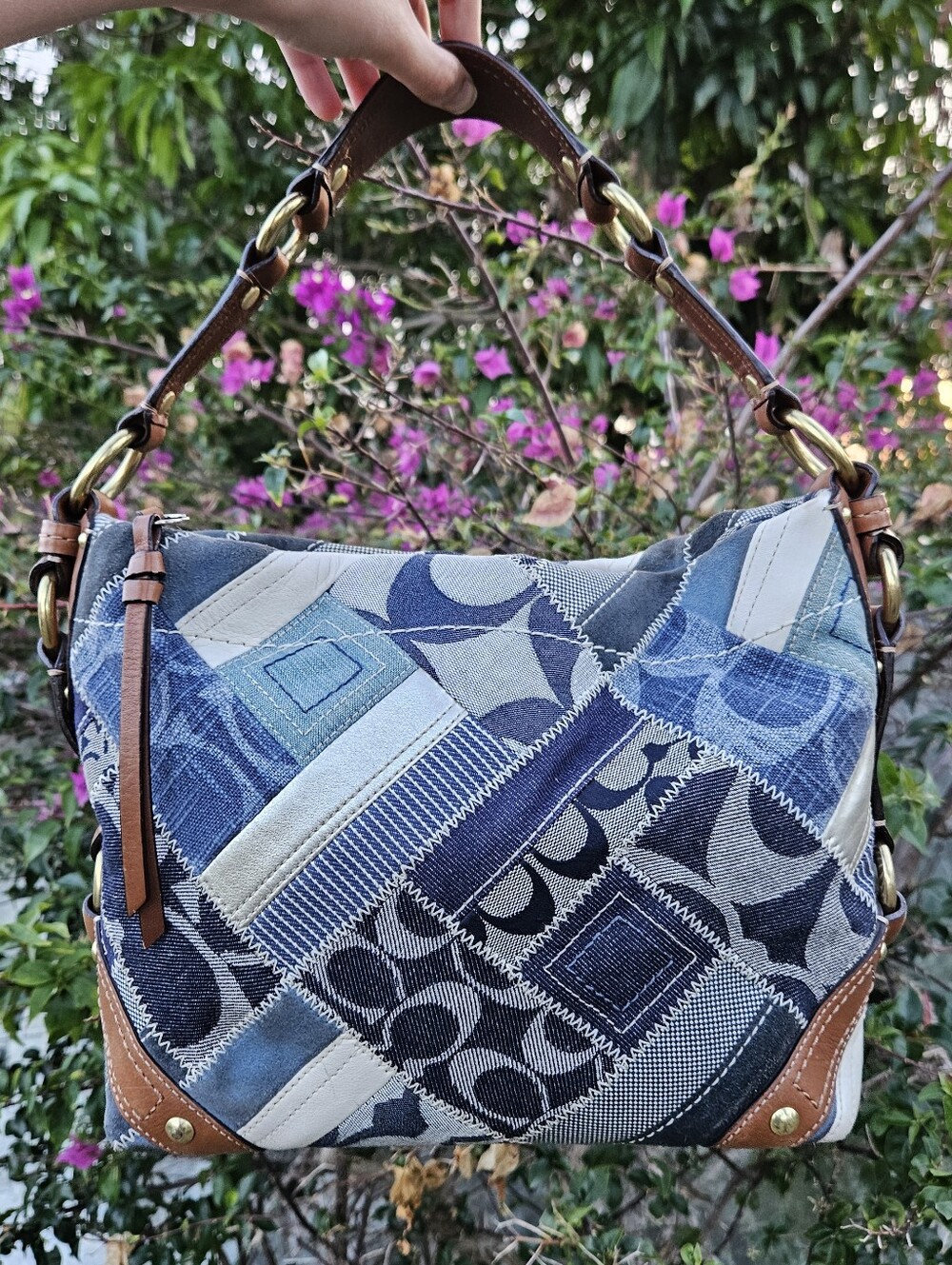 Coach Y2K Patchwork Denim Medium Carly Shoudler Bag 12215